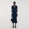Two-tone knit midi dress