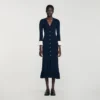 Two-tone knit midi dress
