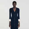 Two-tone knit midi dress