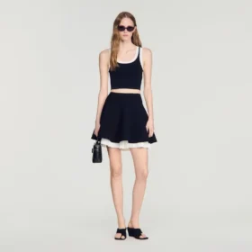Two-tone knit skirt