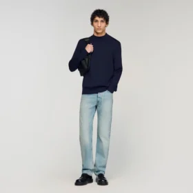 Wool sweater with high neck